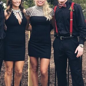 Jovani Black mock‎ neck  Mini Dress